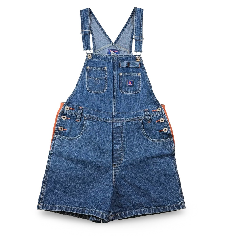 Vintage BUM Equipment Vintage Denim Shortalls Orange Contrast Women‎ Size M